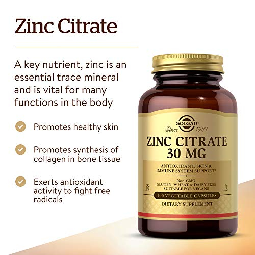 Foto 4 pulgar | Suplemento De Citrato De Zinc Solgar 30 Mg 100 Cápsulas Veganas - Venta Internacional.
