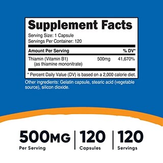 Foto 1 | Suplemento Nutricost De Vitamina B1 (tiamina) 500 Mg 120 Cápsulas - Venta Internacional.