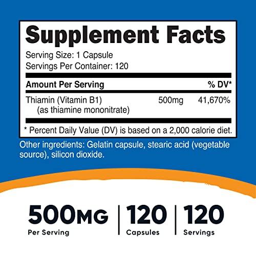 Foto 7 | Suplemento Nutricost De Vitamina B1 (tiamina) 500 Mg 120 Cápsulas - Venta Internacional.