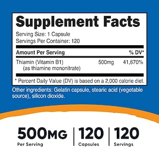 Foto 7 | Suplemento Nutricost De Vitamina B1 (tiamina) 500 Mg 120 Cápsulas - Venta Internacional.