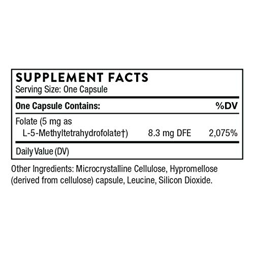 Foto 2 | Suplemento Thorne 5-mthf 5 Mg De Metilfolato 60 Cápsulas - Venta Internacional.