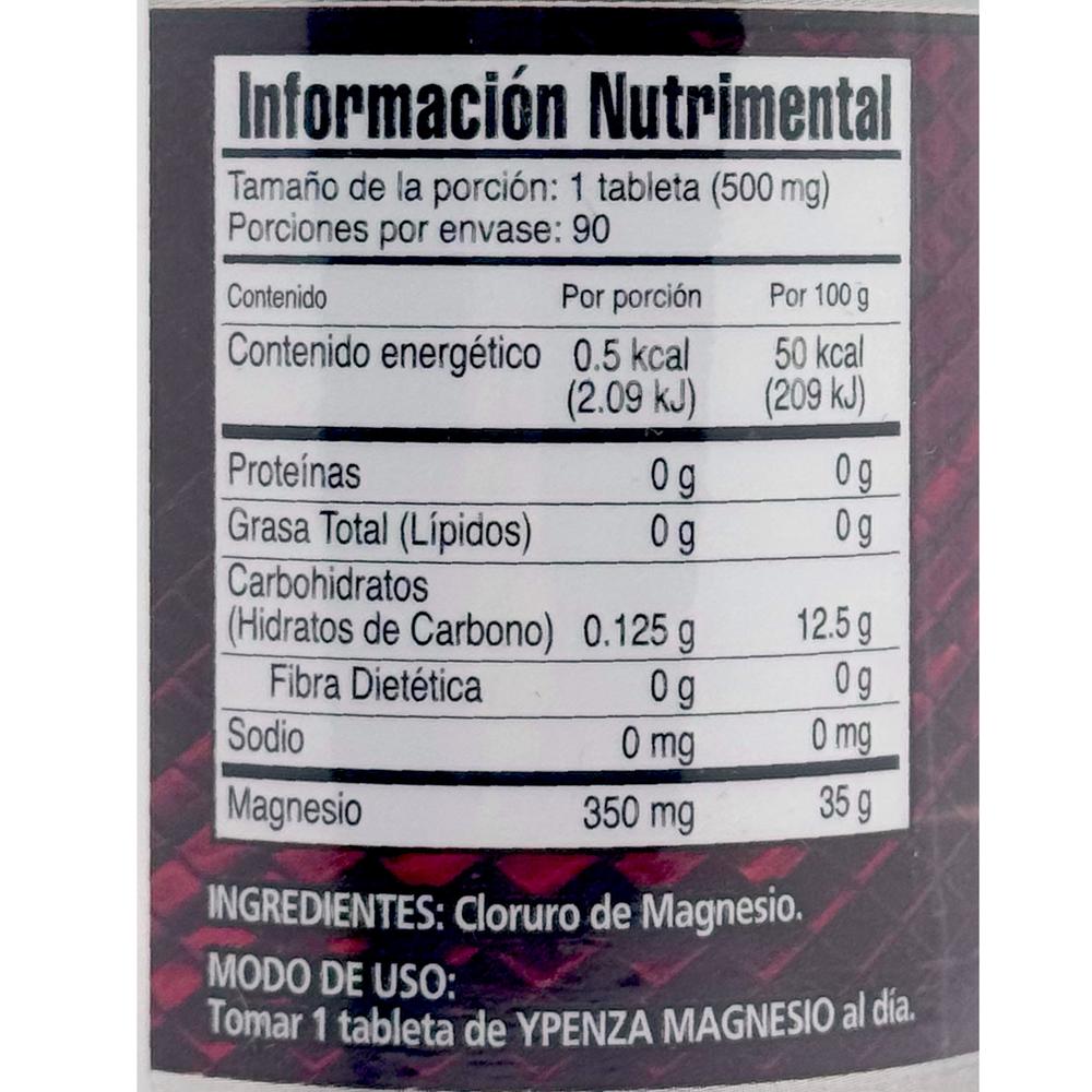 Foto 3 pulgar | Cloruro De Magnesio 90 Tabletas 500 Mg Ypenza.