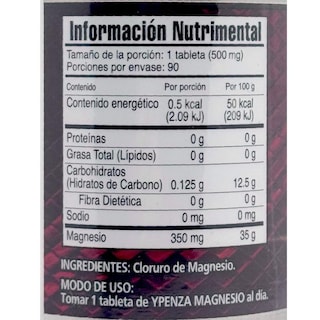 Foto 2 | Cloruro De Magnesio 90 Tabletas 500 Mg Ypenza.