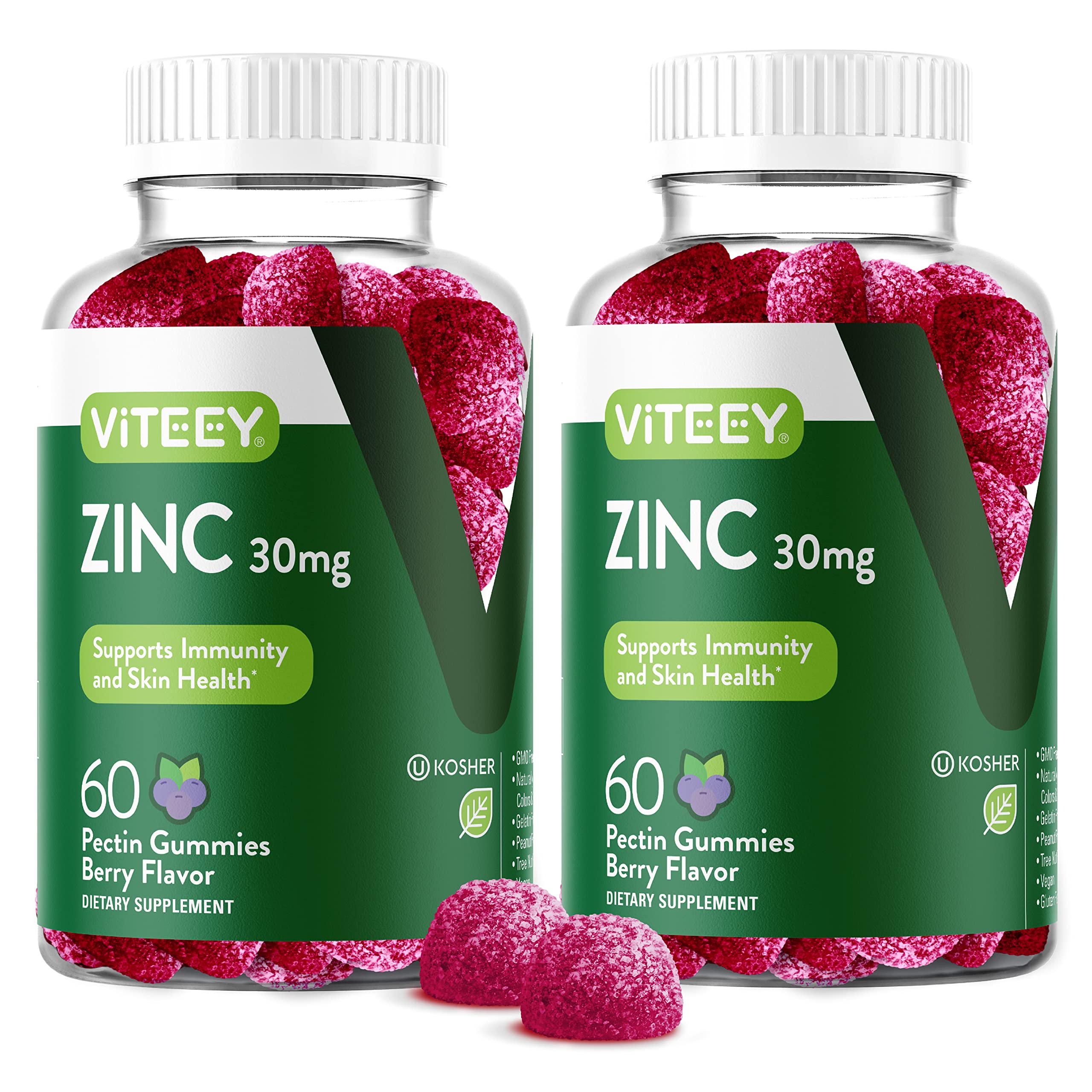 Foto 2 pulgar | Suplemento Viteey Zinc Gummies 30 Mg Para Apoyar La Salud Inmunológica - Venta Internacional.