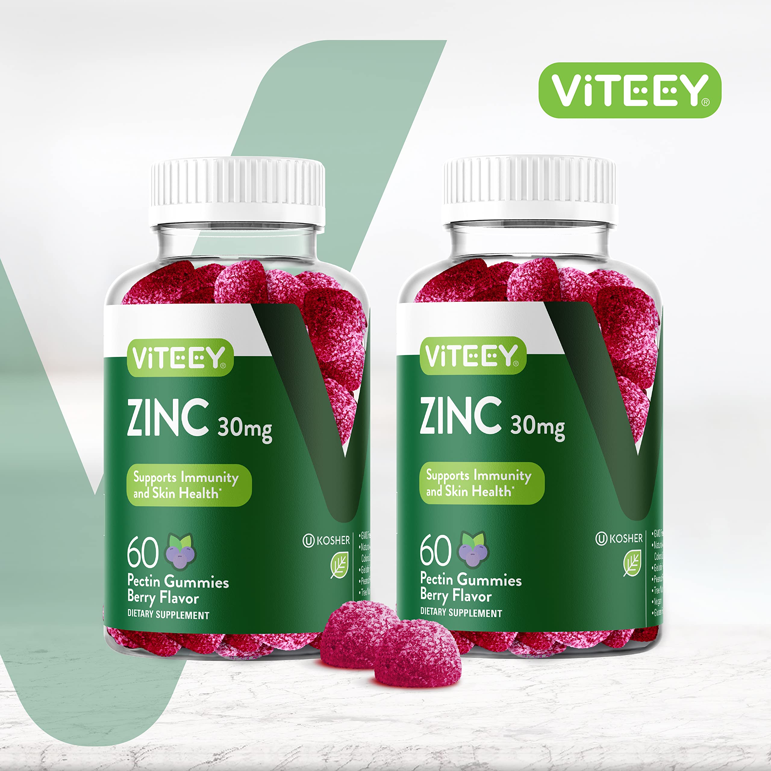 Foto 3 pulgar | Suplemento Viteey Zinc Gummies 30 Mg Para Apoyar La Salud Inmunológica - Venta Internacional.