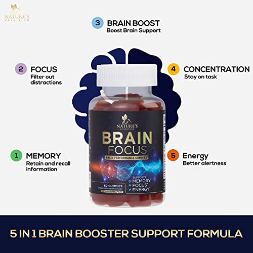 Foto 6 pulgar | Gominolas De Suplemento Nature's Nutrition Brain Focus Memory 60 - Venta Internacional.