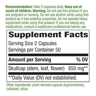 Foto 4 | Suplemento Nature's Way Scullcap Herb 100 Cápsulas 850 Mg - Venta Internacional.