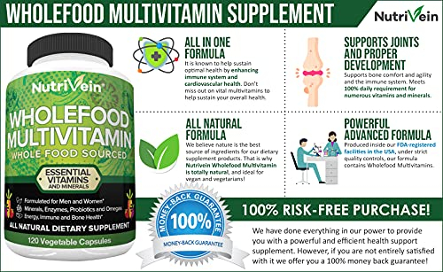 Foto 3 pulgar | Multivitamínico Nutrivein Para Alimentos Integrales, 30 Días, 120 Cápsulas - Venta Internacional.