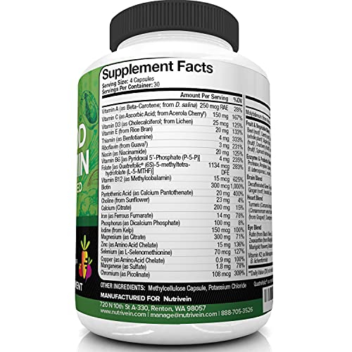 Foto 6 pulgar | Multivitamínico Nutrivein Para Alimentos Integrales, 30 Días, 120 Cápsulas - Venta Internacional.