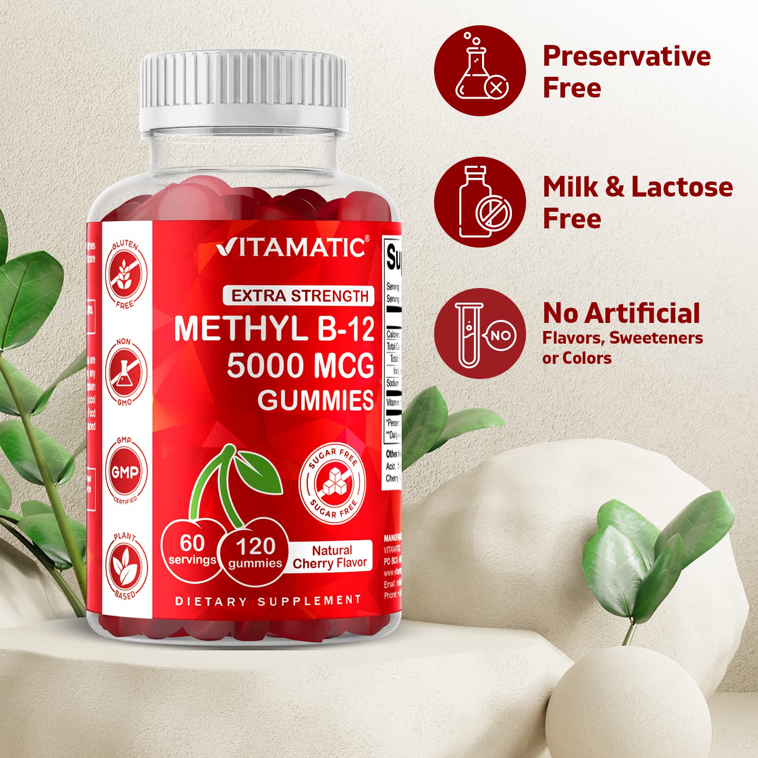 Foto 4 pulgar | Gomitas De Vitamina B12 Vitamatic Extra Strength 5000 Mcg 120 Unidades - Venta Internacional.