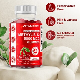 Foto 3 | Gomitas De Vitamina B12 Vitamatic Extra Strength 5000 Mcg 120 Unidades - Venta Internacional.