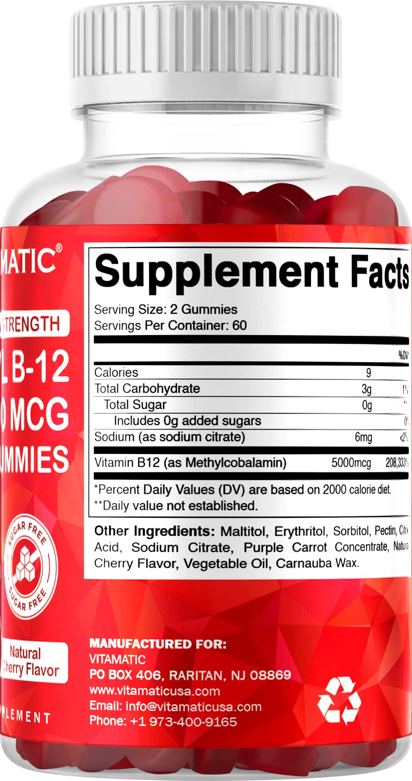 Foto 7 pulgar | Gomitas De Vitamina B12 Vitamatic Extra Strength 5000 Mcg 120 Unidades - Venta Internacional.