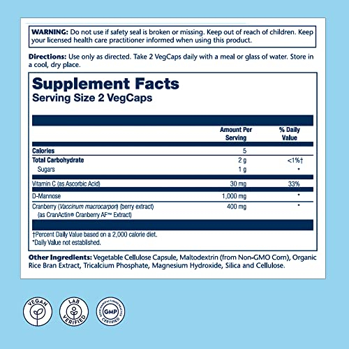 Foto 3 pulgar | Suplemento Solaray D-manose Con Cranactin Y Arándano 400 Mg - Venta Internacional.