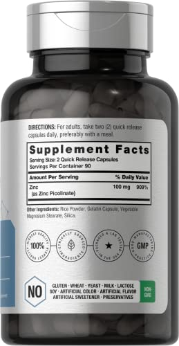 Foto 3 pulgar | Suplemento De Zinc Horbaach Picolinato De Zinc 100 Mg 180 Cápsulas - Venta Internacional.