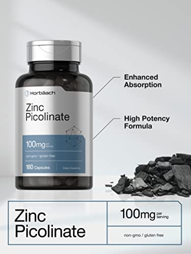 Foto 4 pulgar | Suplemento De Zinc Horbaach Picolinato De Zinc 100 Mg 180 Cápsulas - Venta Internacional.