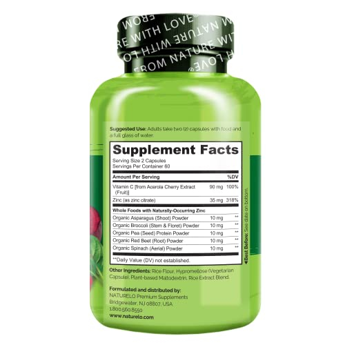 Foto 3 | Suplemento Naturelo Vegan Zinc Whole Food Con Vitamina C 120 C - Venta Internacional.