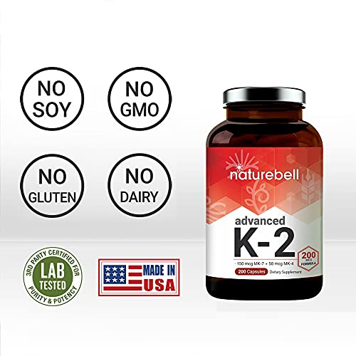 Foto 5 pulgar | Suplemento Naturebell de Vitamina K2 de Espectro Completo 200 Mcg 200 Cápsulas - Venta Internacional