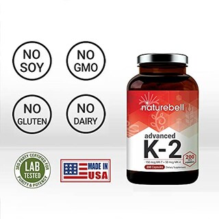 Foto 4 | Suplemento Naturebell de Vitamina K2 de Espectro Completo 200 Mcg 200 Cápsulas - Venta Internacional