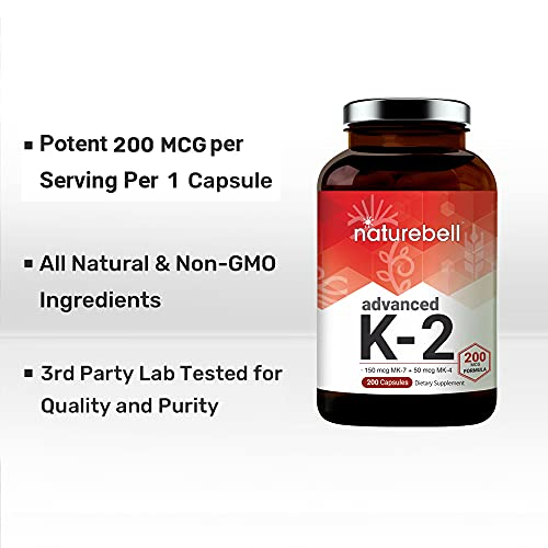 Foto 6 pulgar | Suplemento Naturebell de Vitamina K2 de Espectro Completo 200 Mcg 200 Cápsulas - Venta Internacional