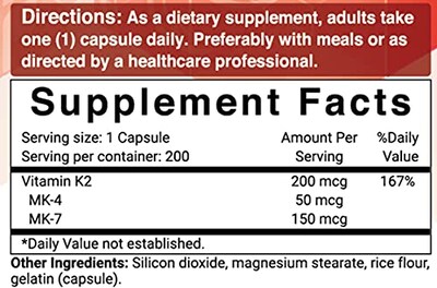Foto 6 | Suplemento Naturebell de Vitamina K2 de Espectro Completo 200 Mcg 200 Cápsulas - Venta Internacional