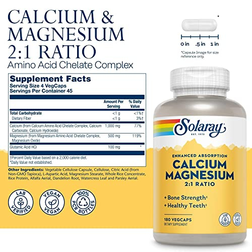 Foto 4 pulgar | Suplemento Solaray Calcium Magnesium 2:1 180 Vegcaps - Venta Internacional.