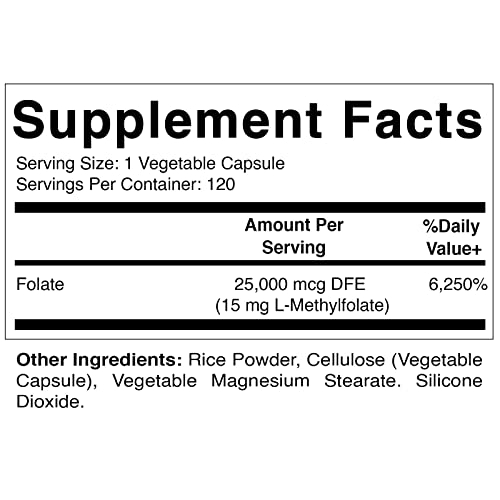 Foto 3 pulgar | Suplemento Vitamático De Metil Folato 15 Mg 120 Cápsulas - Venta Internacional.
