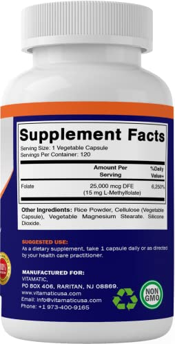 Foto 5 pulgar | Suplemento Vitamático De Metil Folato 15 Mg 120 Cápsulas - Venta Internacional.