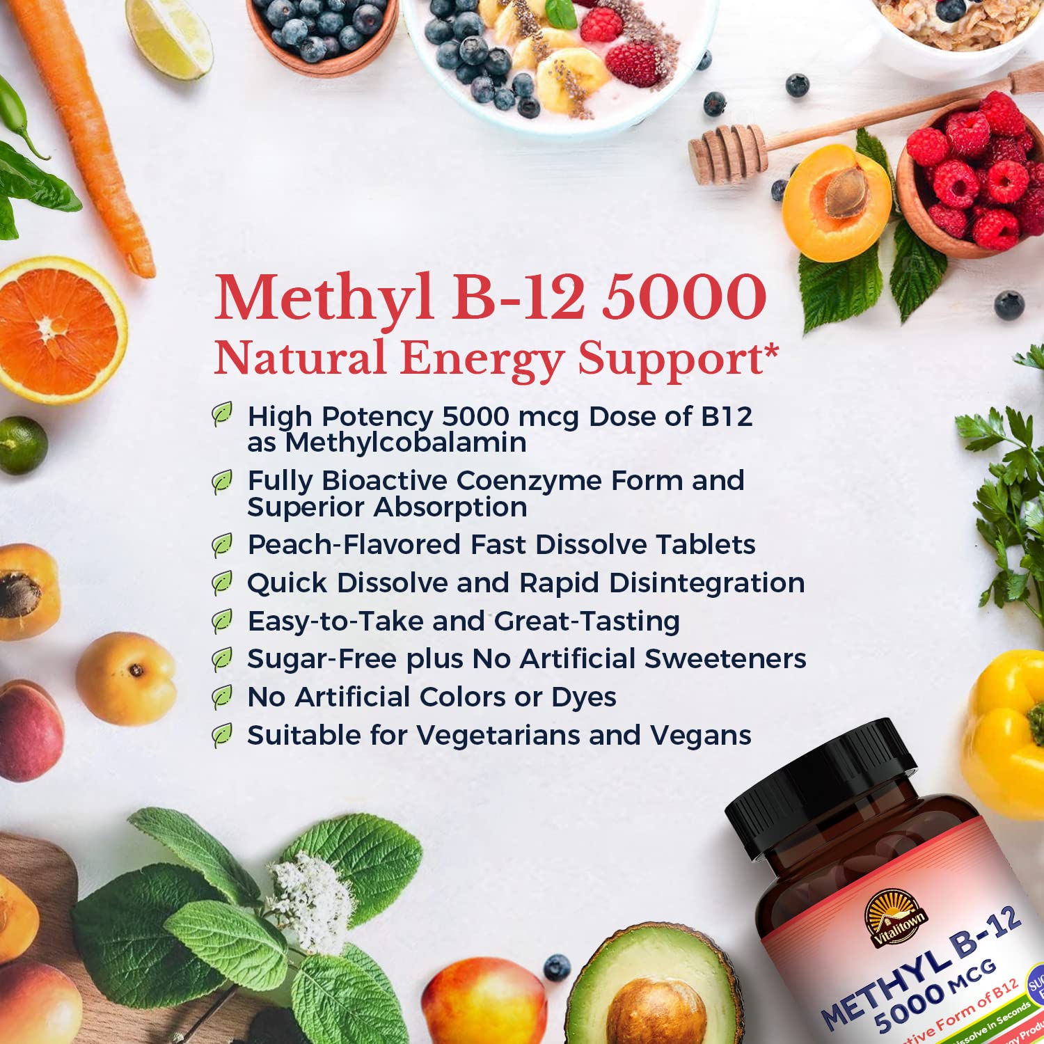 Foto 4 pulgar | Suplemento Vitalitown De Vitamina B12 (metil B12) 5000 Mcg - Venta Internacional.
