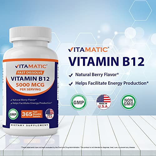 Foto 4 pulgar | Suplemento Vitamático De Vitamina B12 5000 Mcg De Disolución Rápida 365 G - Venta Internacional.