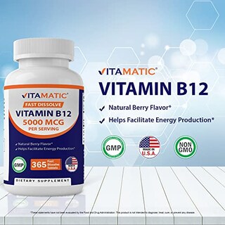 Foto 3 | Suplemento Vitamático De Vitamina B12 5000 Mcg De Disolución Rápida 365 G - Venta Internacional.