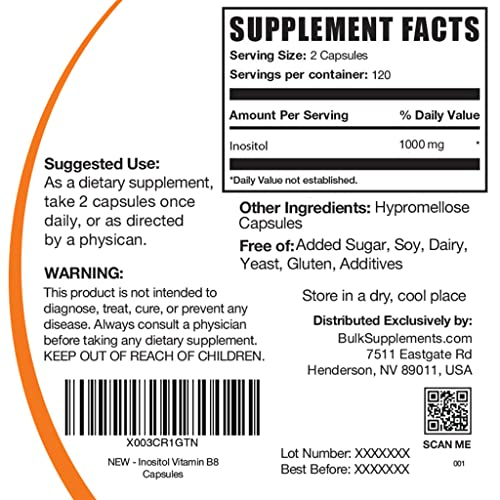 Foto 2 | Suplemento Bulksupplements.com Inositol 1000 Mg 120 Cápsulas - Venta Internacional.