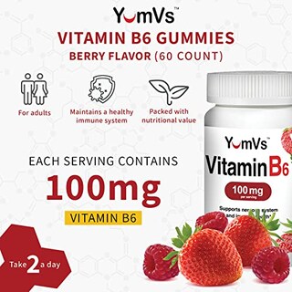 Foto 2 | Gomitas De Vitamina B6 Yumvs 100 Mg Para Adultos Con Sabor A 60 Bayas - Venta Internacional