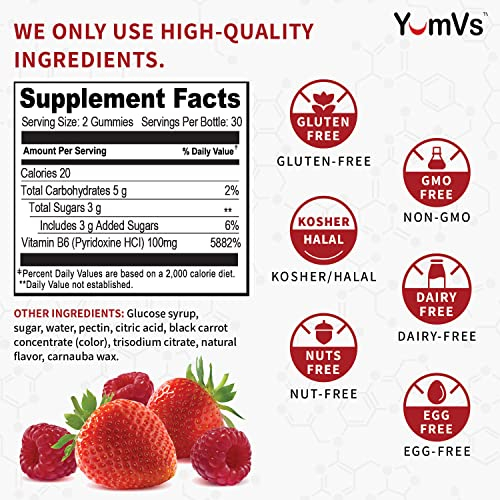Foto 4 pulgar | Gomitas De Vitamina B6 Yumvs 100 Mg Para Adultos Con Sabor A 60 Bayas - Venta Internacional