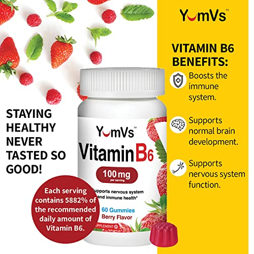 Foto 5 pulgar | Gomitas De Vitamina B6 Yumvs 100 Mg Para Adultos Con Sabor A 60 Bayas - Venta Internacional