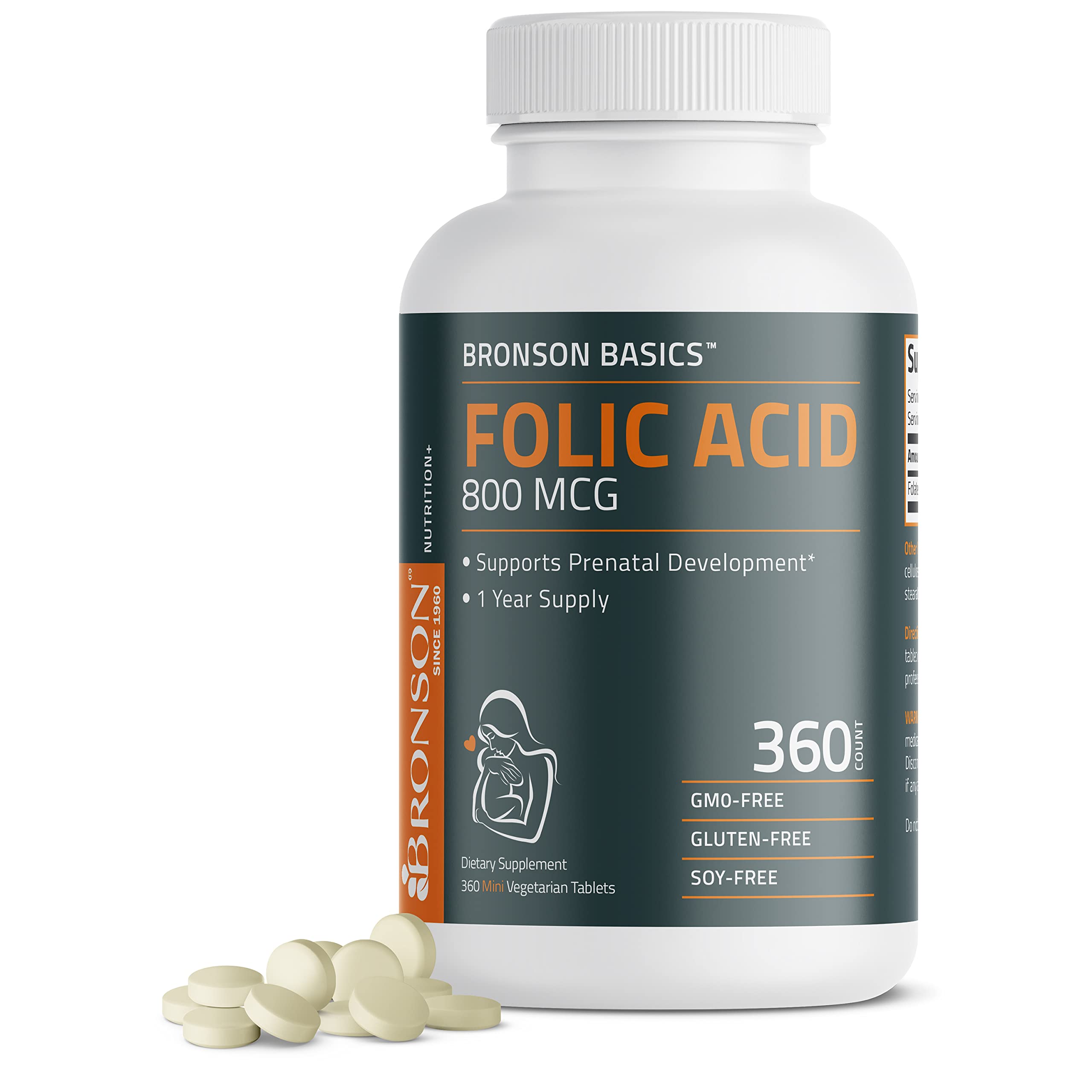 Foto 2 pulgar | Suplemento De Ácido Fólico Bronson 800 Mcg Durante 1 Año Prenatal - Venta Internacional.
