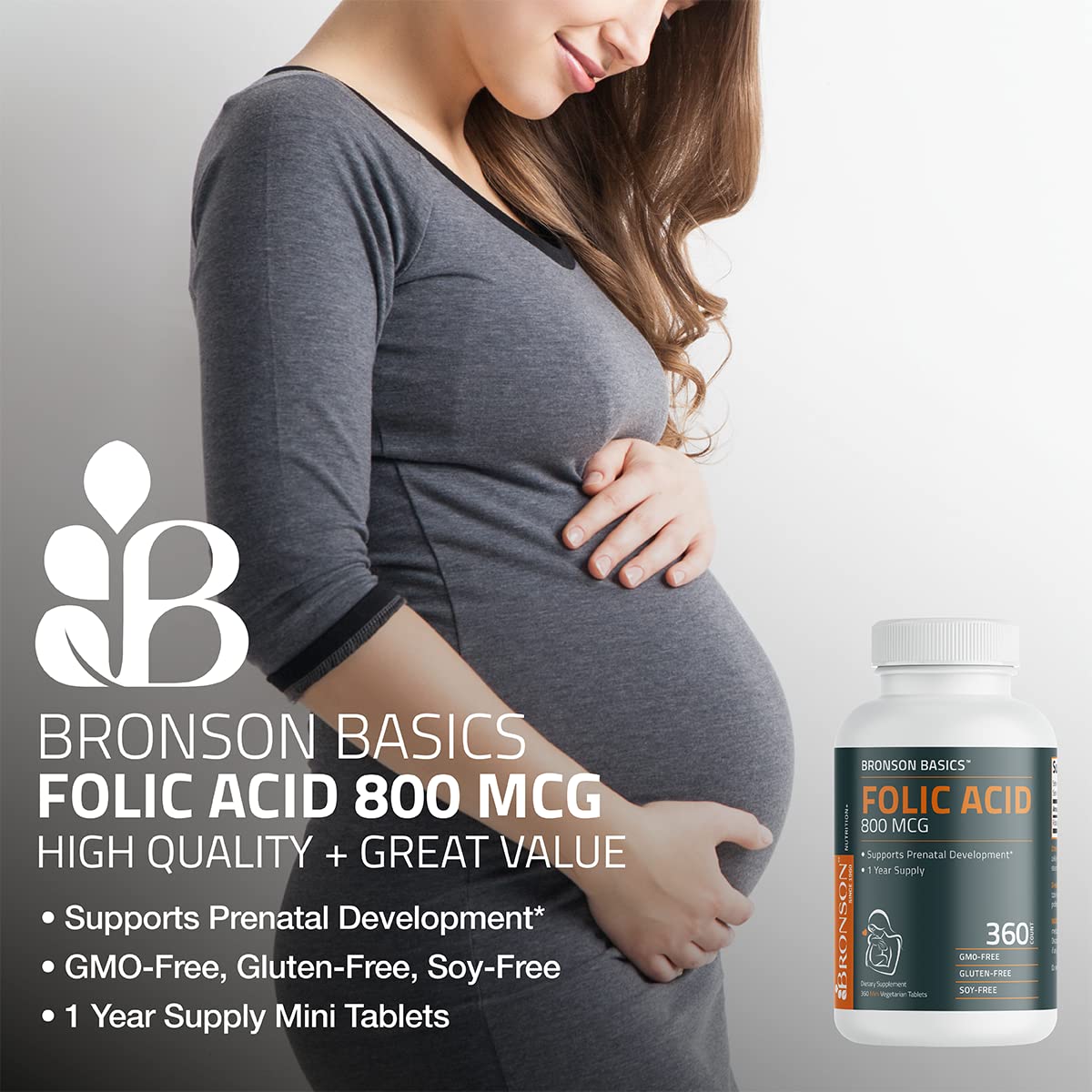 Foto 6 pulgar | Suplemento De Ácido Fólico Bronson 800 Mcg Durante 1 Año Prenatal - Venta Internacional.