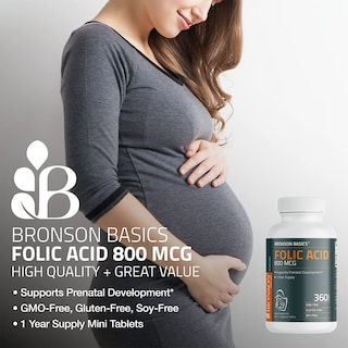 Foto 5 | Suplemento De Ácido Fólico Bronson 800 Mcg Durante 1 Año Prenatal - Venta Internacional.