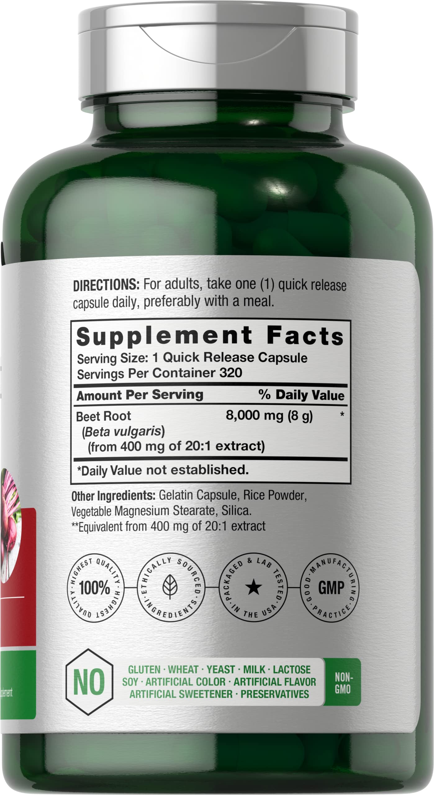Foto 3 pulgar | Suplemento Horbäach: Raíz De Remolacha En Polvo, Cápsulas, 8000 Mg, 320 Cápsulas - Venta Internacional.