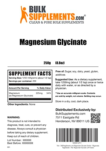 Foto 3 pulgar | Suplemento De Magnesio Bulksupplements.com Glicinato De Magnesio - Venta Internacional.