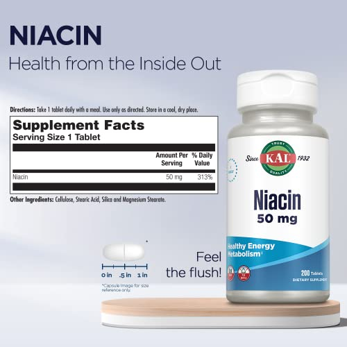 Foto 3 pulgar | Suplemento Kal, Tabletas De Niacina De 50 Mg, 200 Unidades - Venta Internacional.