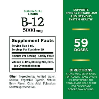 Foto 2 | Suplemento De Vitamina B12 De Nature's Bounty De 5000 Mcg, Sublingual 60 - Venta Internacional.