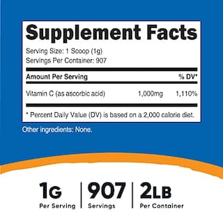 Foto 2 | Suplemento Nutricost de Vitamina C en Polvo 907 g - Venta Internacional