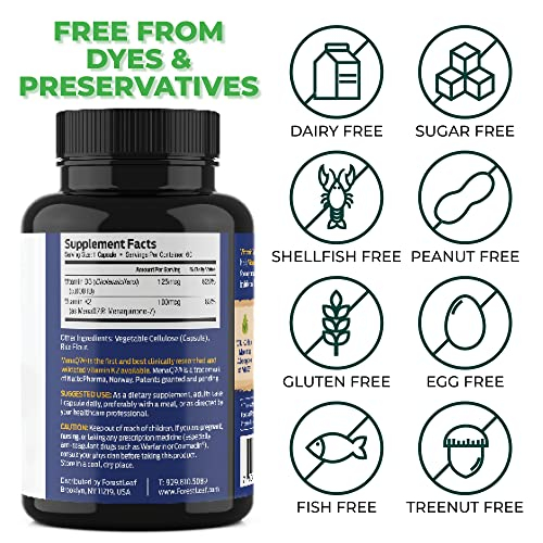 Foto 7 | Suplemento Forestleaf De Vitamina D3 + K2 (mk7) 5000 Ui 60 Cápsulas - Venta Internacional.