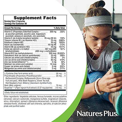 Foto 5 pulgar | Suplemento Nature's Plus Hema-plex Iron 60 Cápsulas - Venta Internacional.