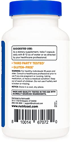 Foto 4 pulgar | Suplemento De Ácido Hialurónico Nutricost 100 Mg 120 Cápsulas - Venta Internacional.
