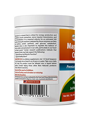Foto 6 | Citrato De Magnesio En Polvo Best Naturals 454 G (paquete De 1) - Venta Internacional.