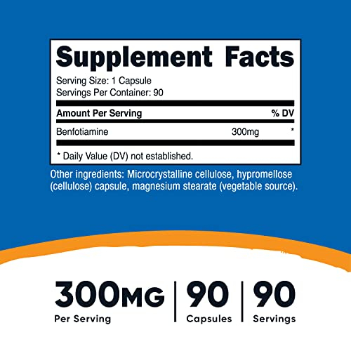 Foto 3 pulgar | Suplemento Nutricost Benfotiamina 300 Mg 90 Cápsulas - Venta Internacional.