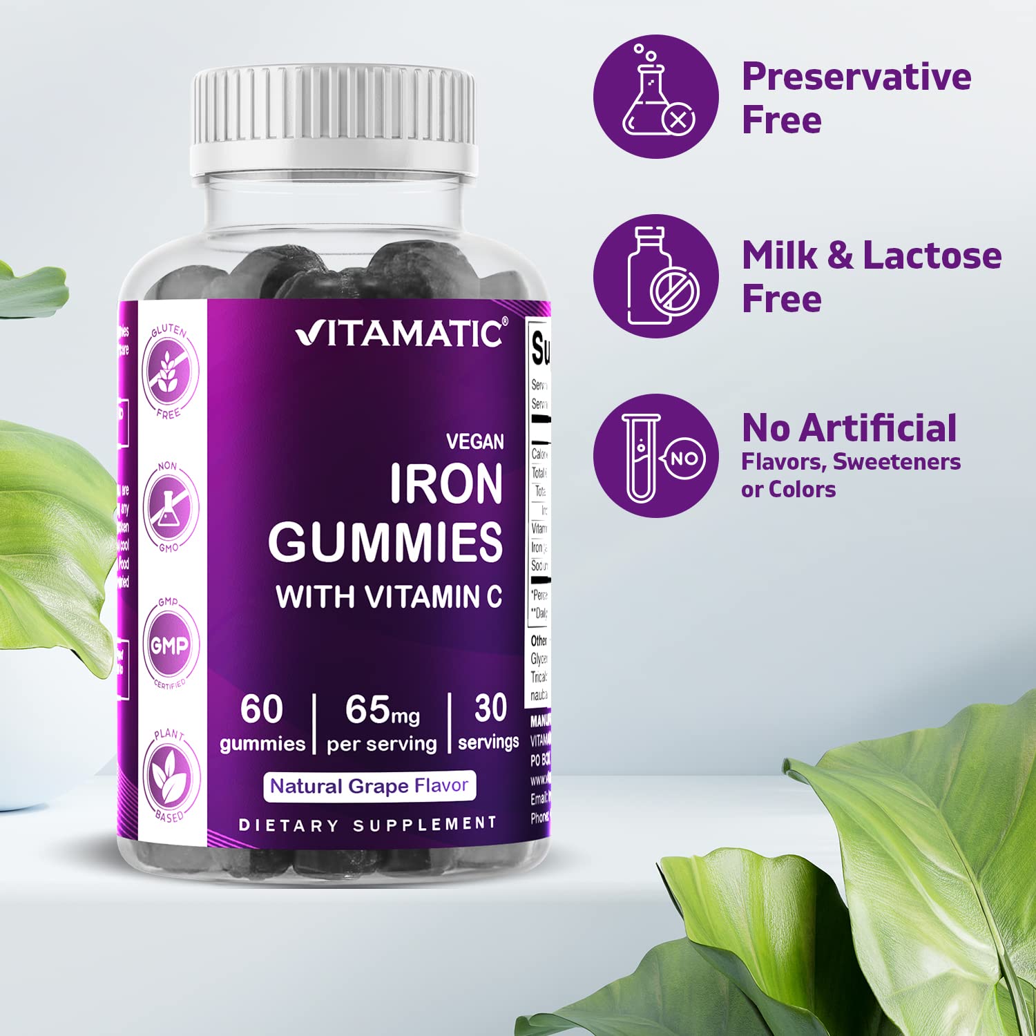 Foto 4 pulgar | Suplemento De Hierro Vitamático En Gomitas De 65 Mg Para Mujeres Y Hombres, 60 G - Venta Internacional.