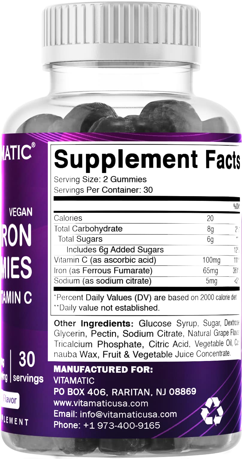 Foto 5 pulgar | Suplemento De Hierro Vitamático En Gomitas De 65 Mg Para Mujeres Y Hombres, 60 G - Venta Internacional.
