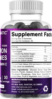 Foto 4 | Suplemento De Hierro Vitamático En Gomitas De 65 Mg Para Mujeres Y Hombres, 60 G - Venta Internacional.